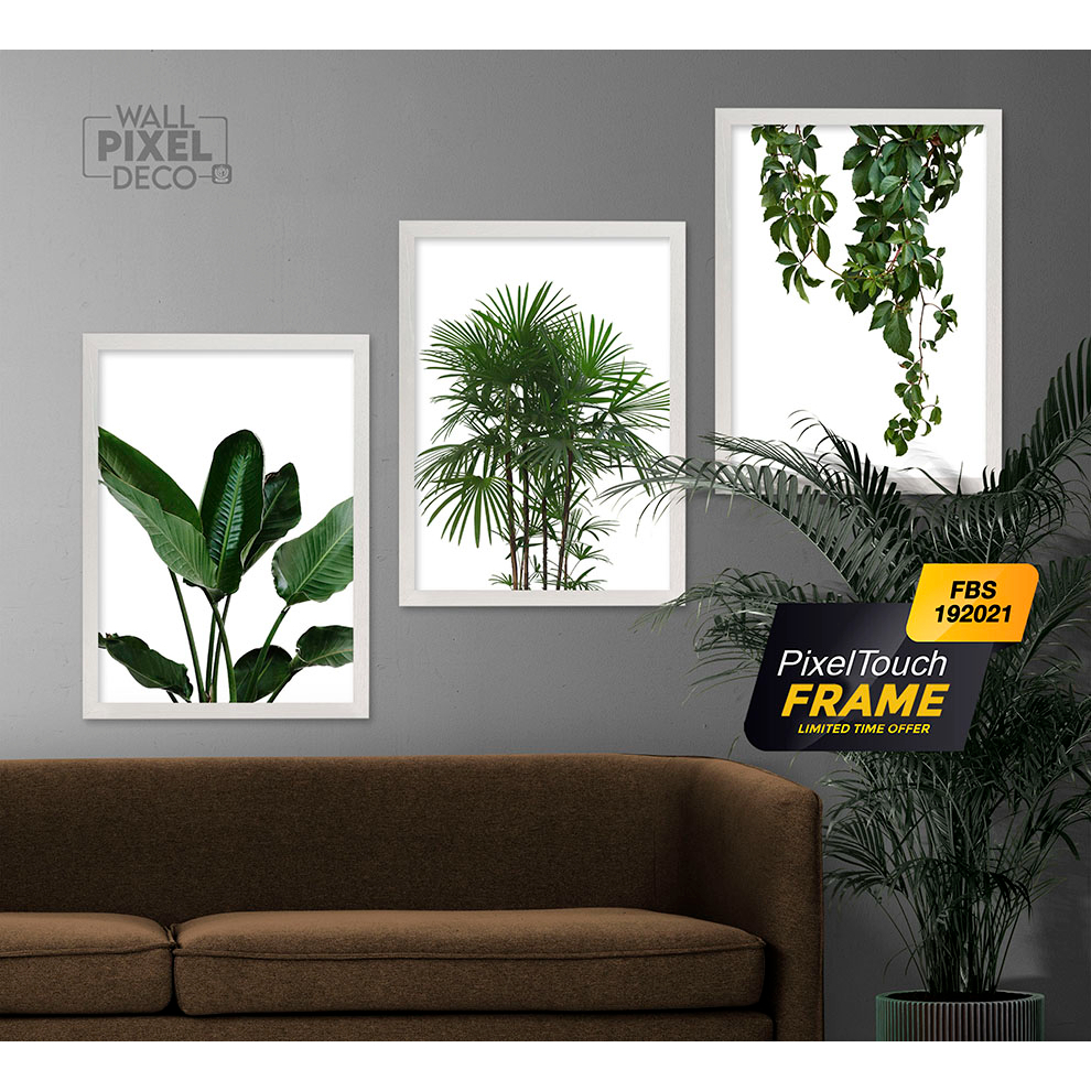 A3 Poster Frame Home Decor 3in1 Green Leaves Minimalist Leaf Hiasan