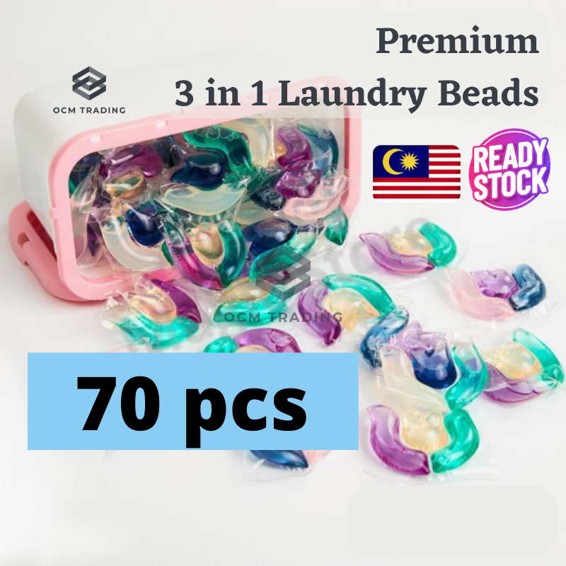 OCM [70 pcs] Premium 3 In 1 Laundry Capsules Gels Pods Beads Detergent Dissolve Pod Sabun Basuh