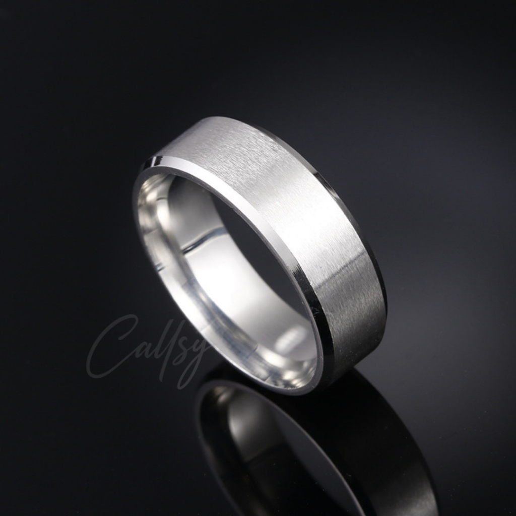 8mm Black Ring Stainless Steel Men Fashion Rings Titanium Unisex Matte ...