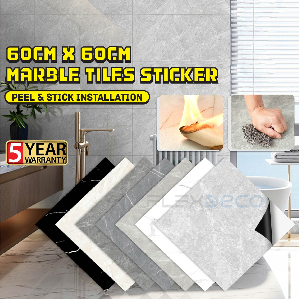 1PC 60X60CM Marble Tiles Self Adhesive PVC Floor Sticker Lantai Vinyl
