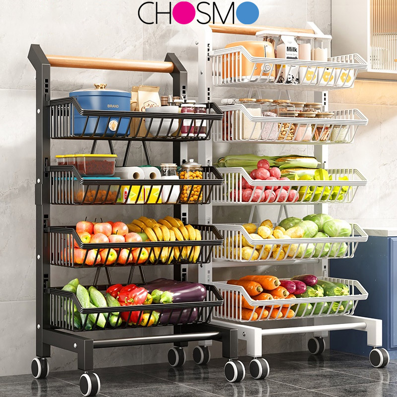 Storage Rack Trolley Rak Dapur Multipurpose Kitchen Baskets Rack Shelf