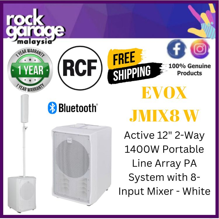 RCF EVOX JMIX8 Active 12" 2-Way 1400W Portable Line Array PA System ...