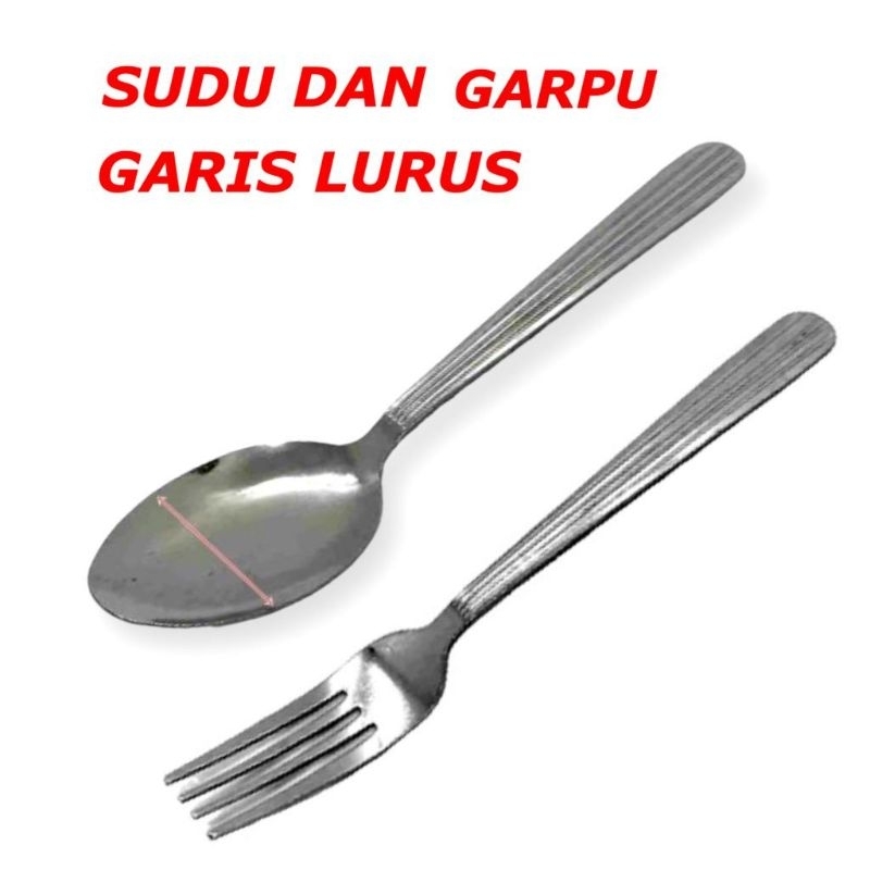 SUDU DAN GARPU SPOON DAN FORK GARIS LURUS SUDU MAKAN ( 1 PACK DALAM 12 ...