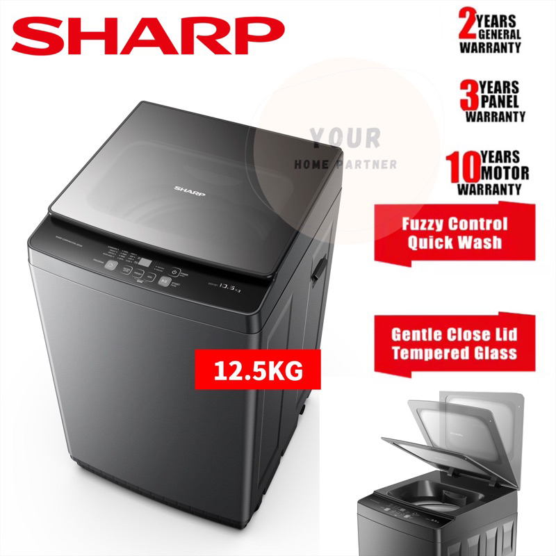 Sharp Washing Machine Top Load Washing Machine Glass Door 12.5KG