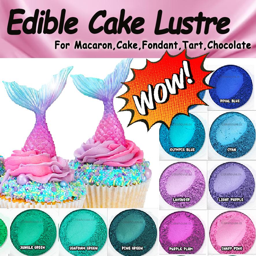Edible Cake Lustre Dust Luster Rainbow Color Shimmery Effect Pewarna Color Raya Hiasan Kek Ready
