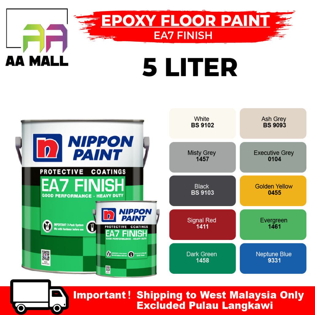 Nippon Paint EA7 epoxy floor paint / Cat lantai rumah / Cat lantai simen 5 LITER Shopee Malaysia
