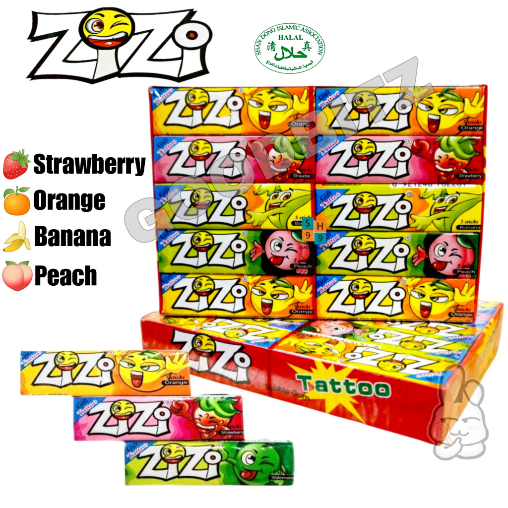 ZiZi Bubble Gum With Tattoo (GulaGula Getah口香糖)HALAL Chewing Gum Candy