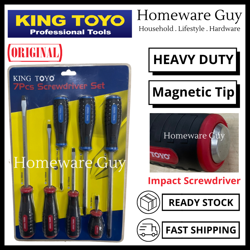 (KING TOYO 7 PCS) Heavy Duty GoThrough Screwdriver Set GoThrough Screwdriver Set Go