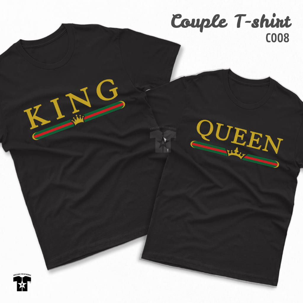 Baju Couple T shirt Set Sweet King and Queen Men & Women, Dad & Mom Tee