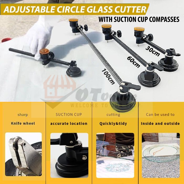 Glass Cutter Kit 40-100cm Compasses Circular Cutting Tools Diamond