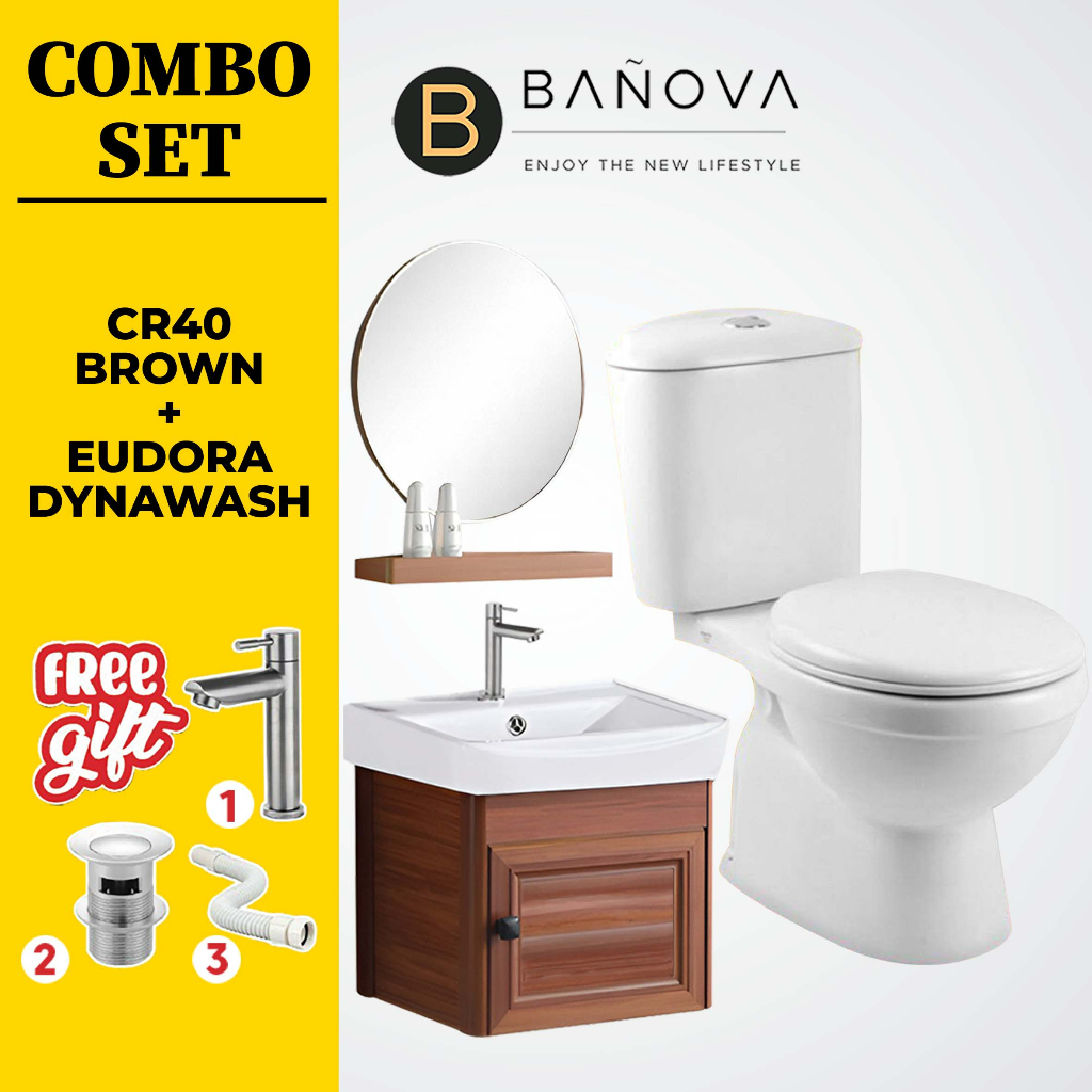 SET] BANOVA Aluminum Bathroom Basin Ceramic Sink CR40 + ORIN WC EUDORA