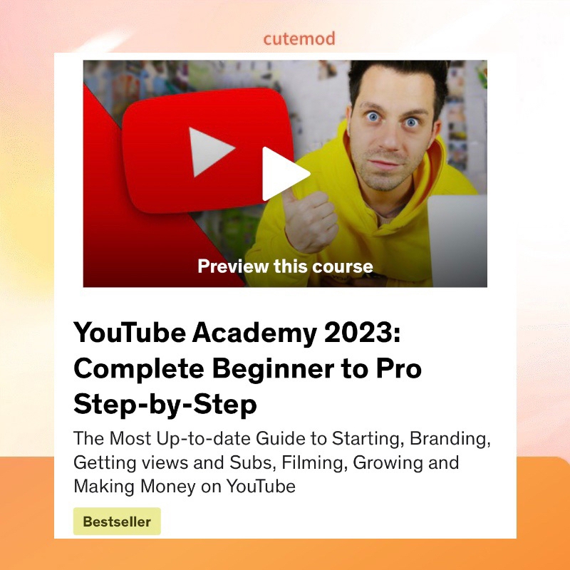 Udemy YouTube Academy 2023 Complete Beginner to Pro StepbyStep The