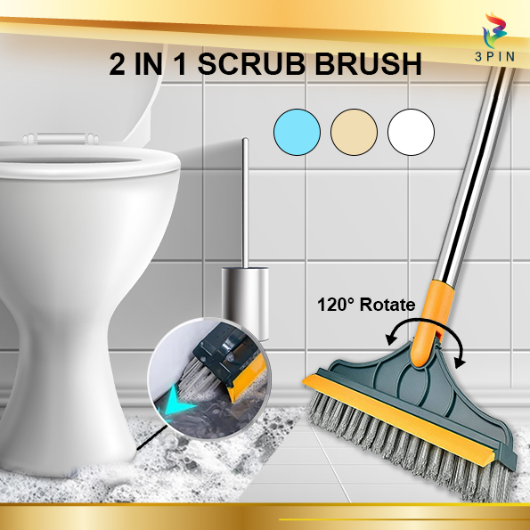 2 3 In 1 Brush Penyapu Berus Lantai Bilik Air Cuci Tandas Besi Lantai Bathroom Toilet Cleaning 2294