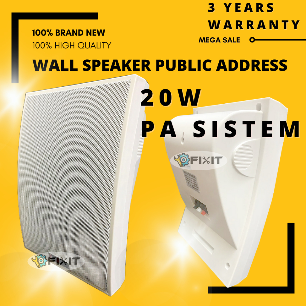 SPBANJ16 10/20W 100V Line Square Wall Speaker Public Address System PA