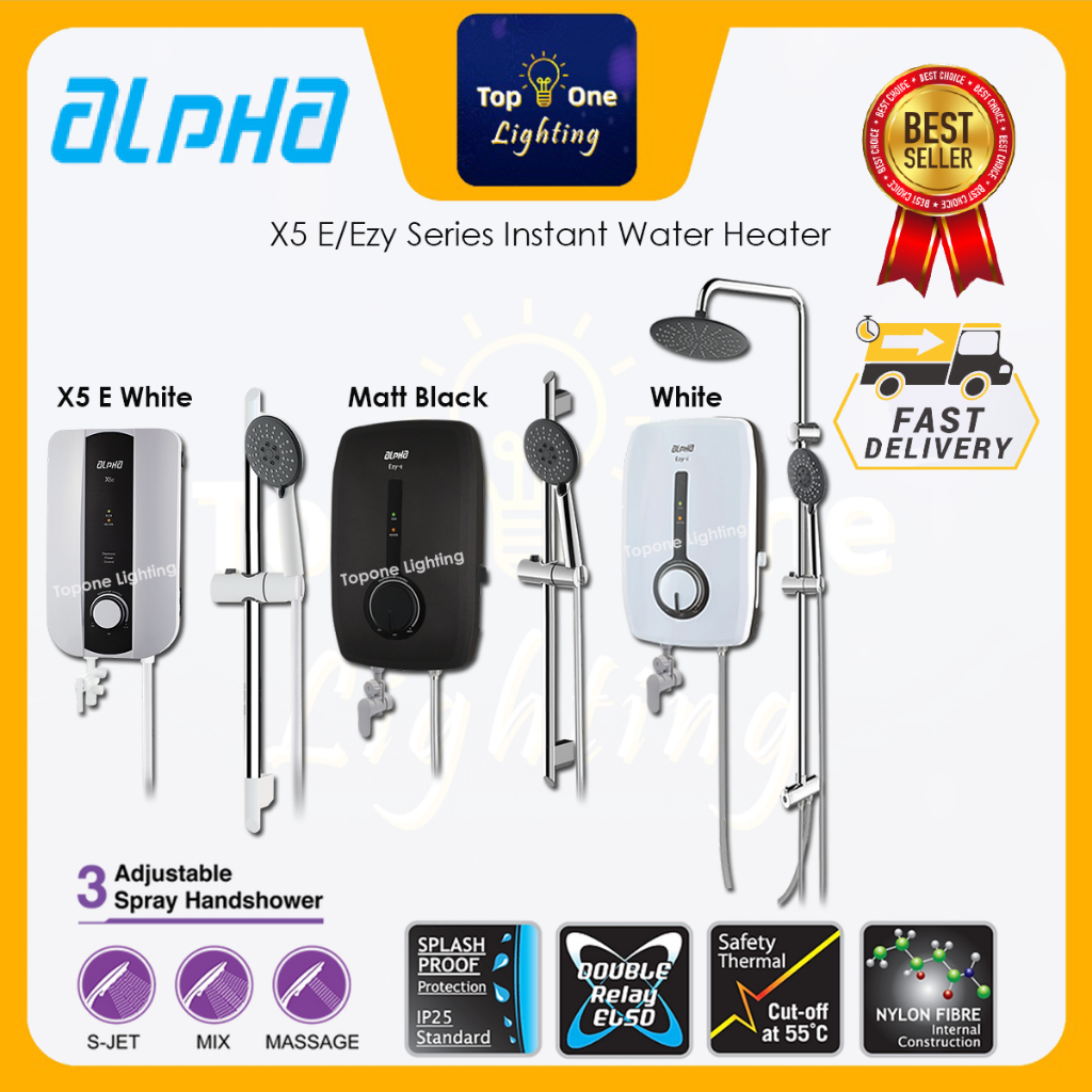 Alpha EZY i / X5E Water Heater with DC pump & without pump. Pemanas Air Mandi tanpa pam