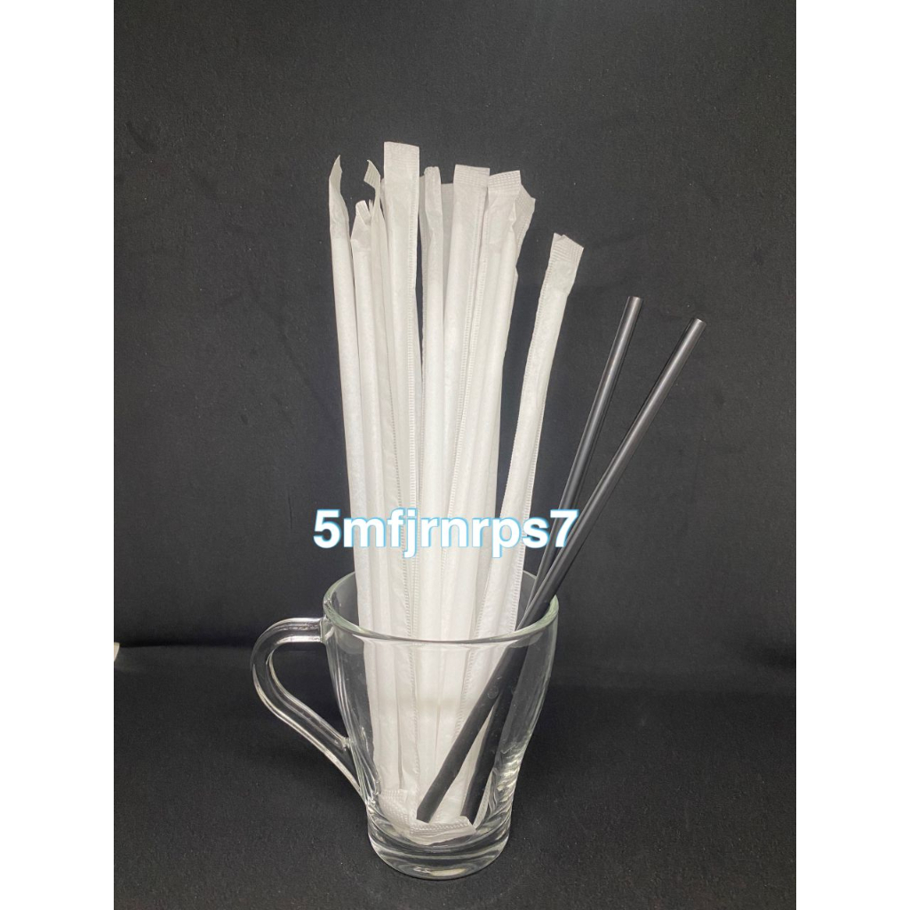 Straight Straw Black Individual Packing ( Paper Wrapped ...