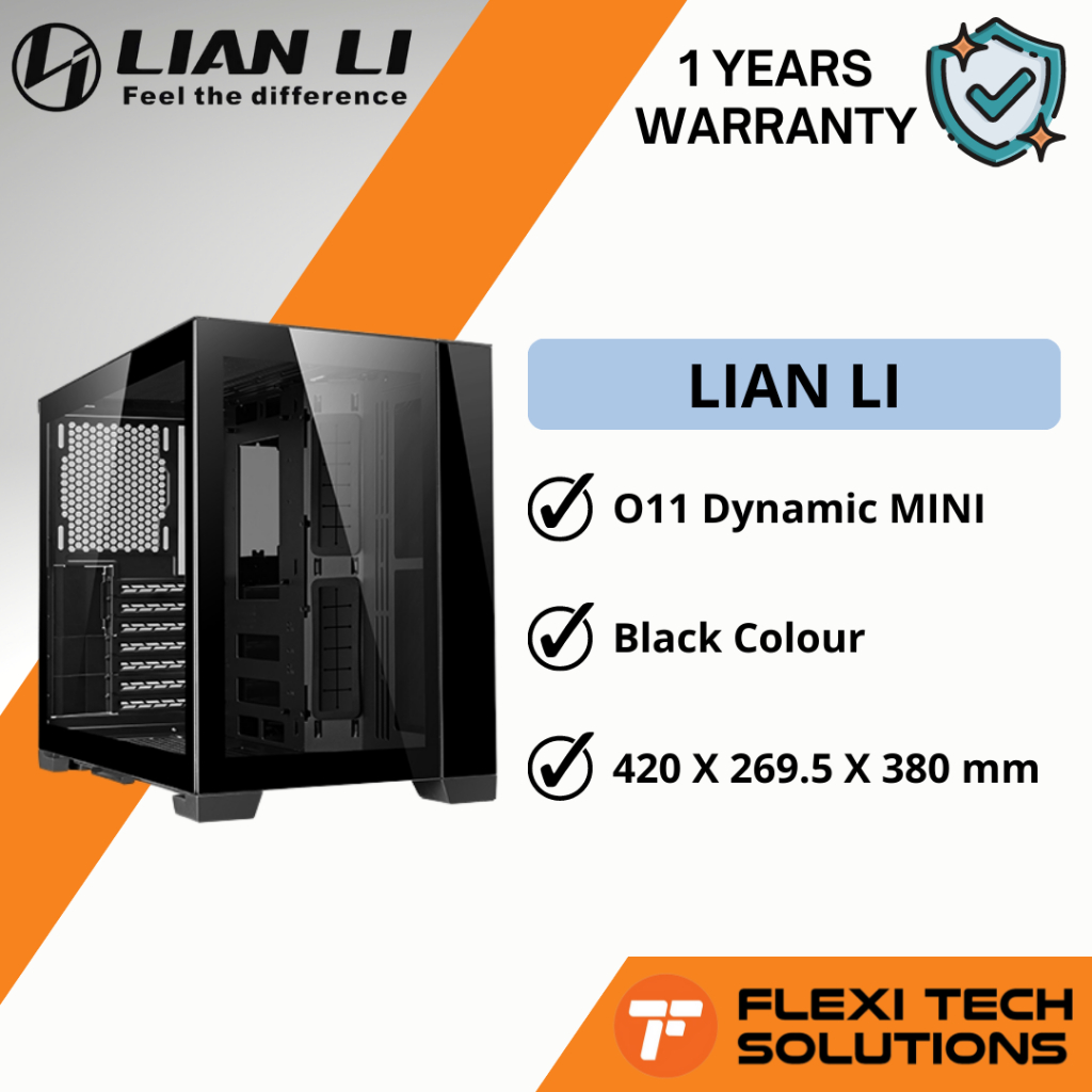 Flexi Tech LIAN LI O11 DYNAMIC MINI PC Desktop ITX Case Black / Snow ...