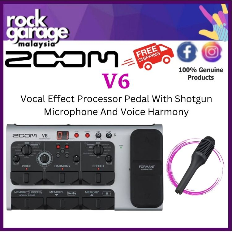 Zoom V6 Vocal Effect Processor Pedal With Shotgun Microphone And Voice