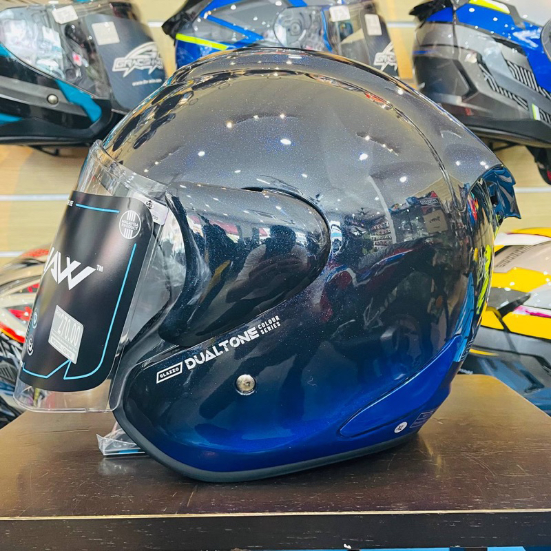 Gracshaw Glazzo Dualtone Helmet G919i Blue/Vivid Blue Openface | Shopee ...