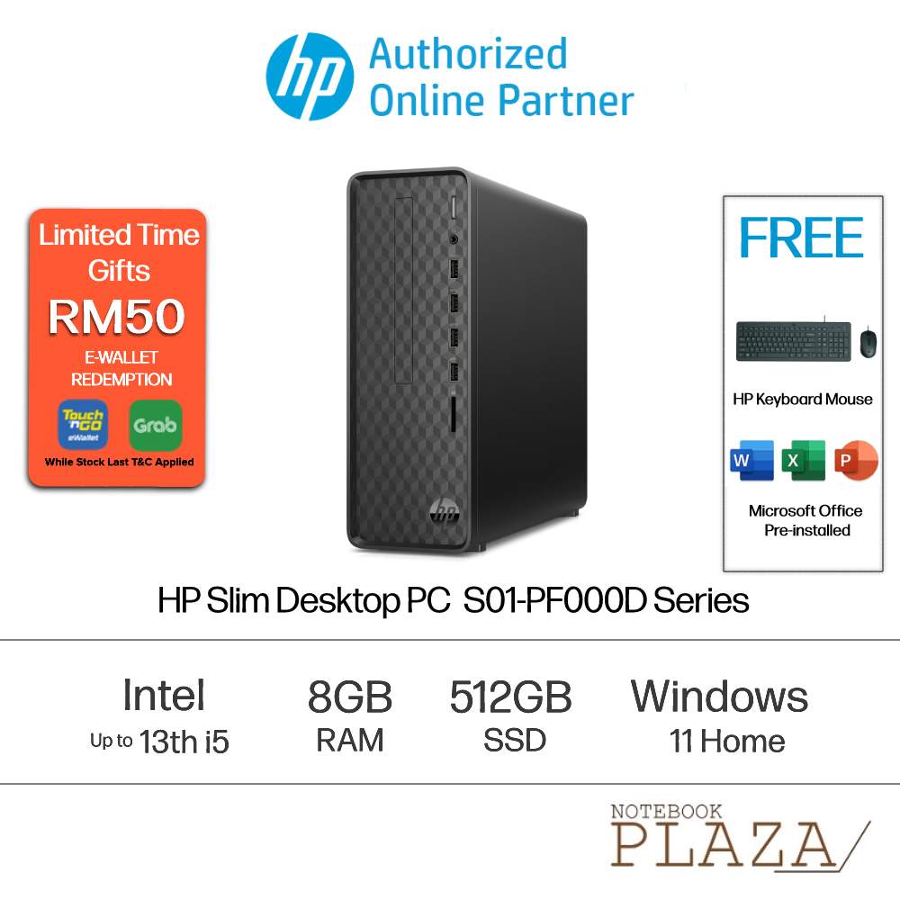 Hp Slim Desktop Pc S01 Pf3007d S01 Pf3006d Intel 13th Gen I3 I5 8gb 512gb Ssd Win 11 Office