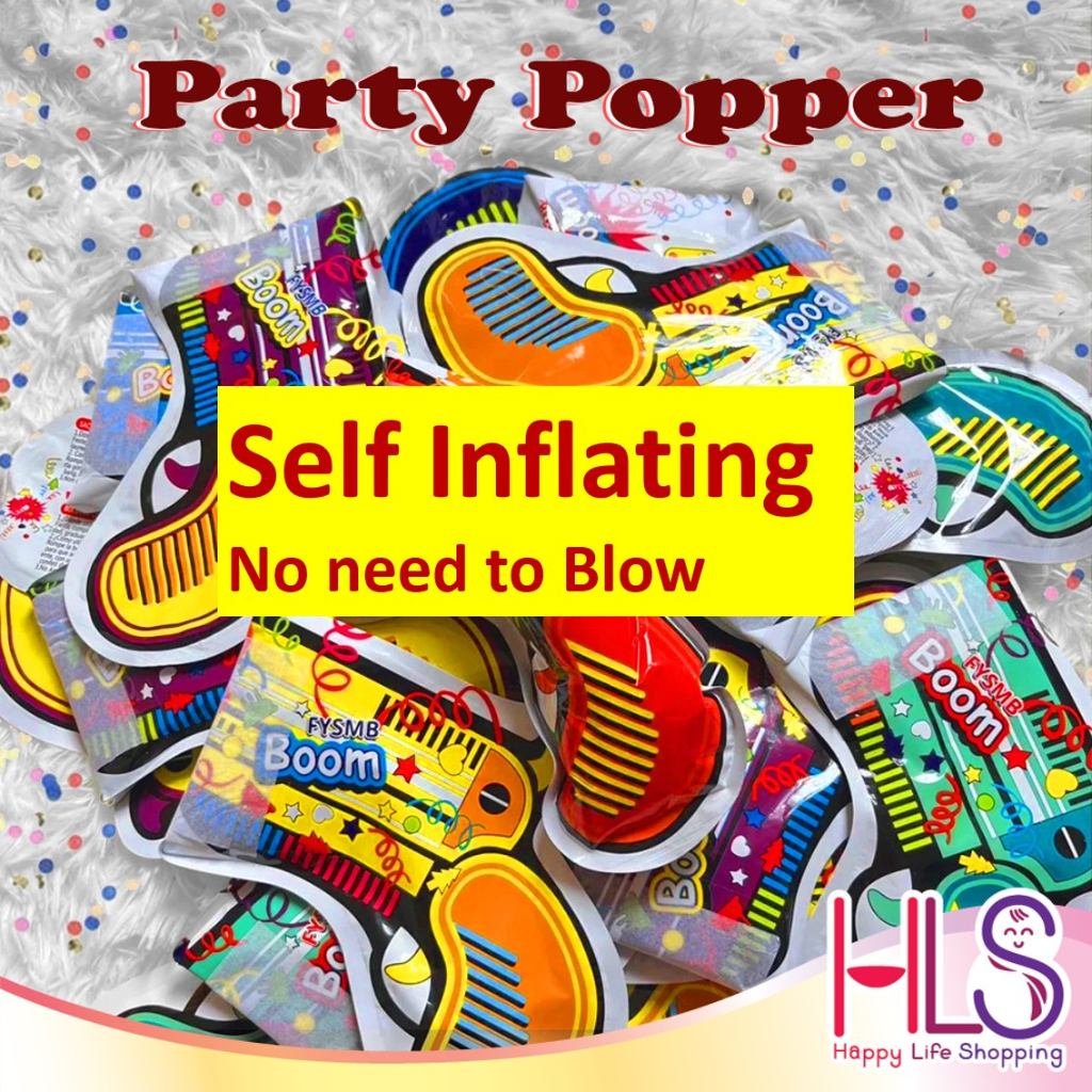 HLS Self Inflatable Confetti Popper Cannon Gun Firework Poppers Press ...