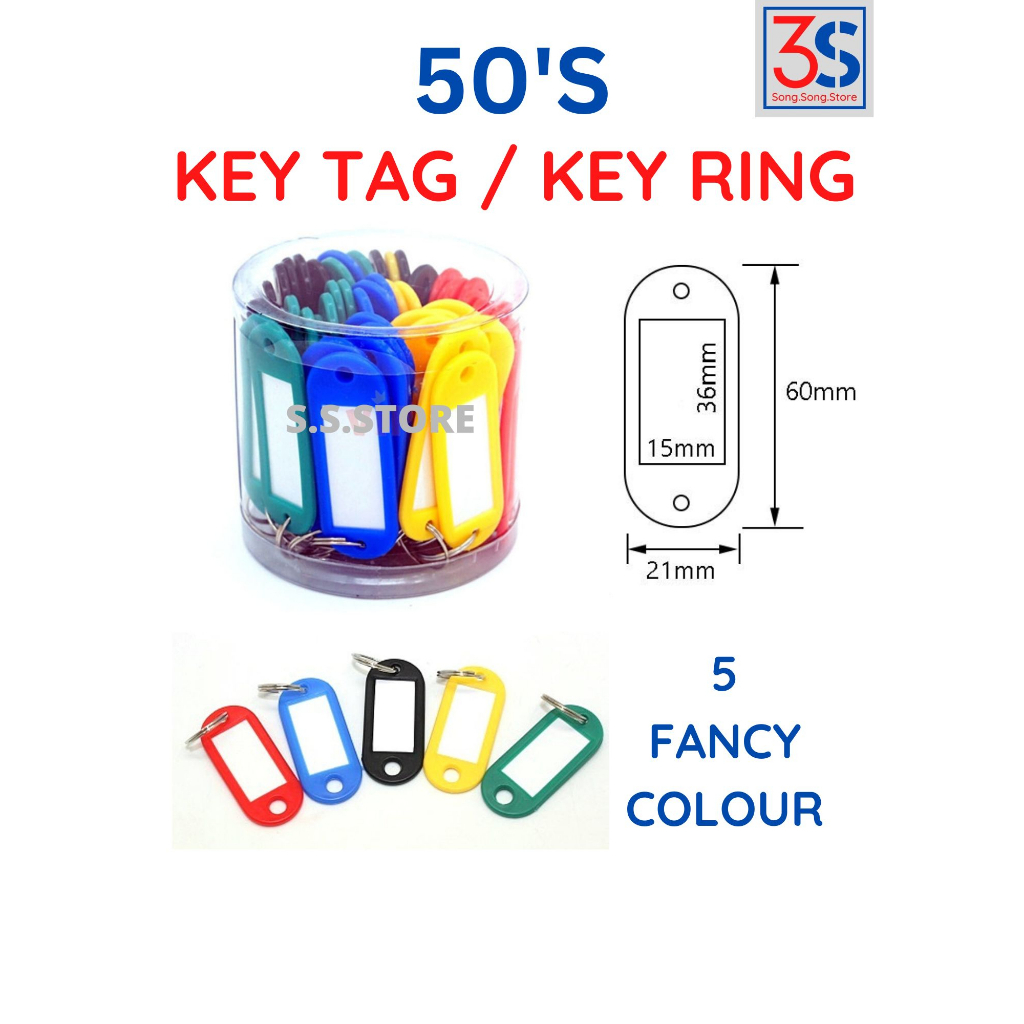 [ 50 PCS /BOX ] MIX COLOUR KEY TAG / KEY RING / KEY CHAIN / LABEL TAG