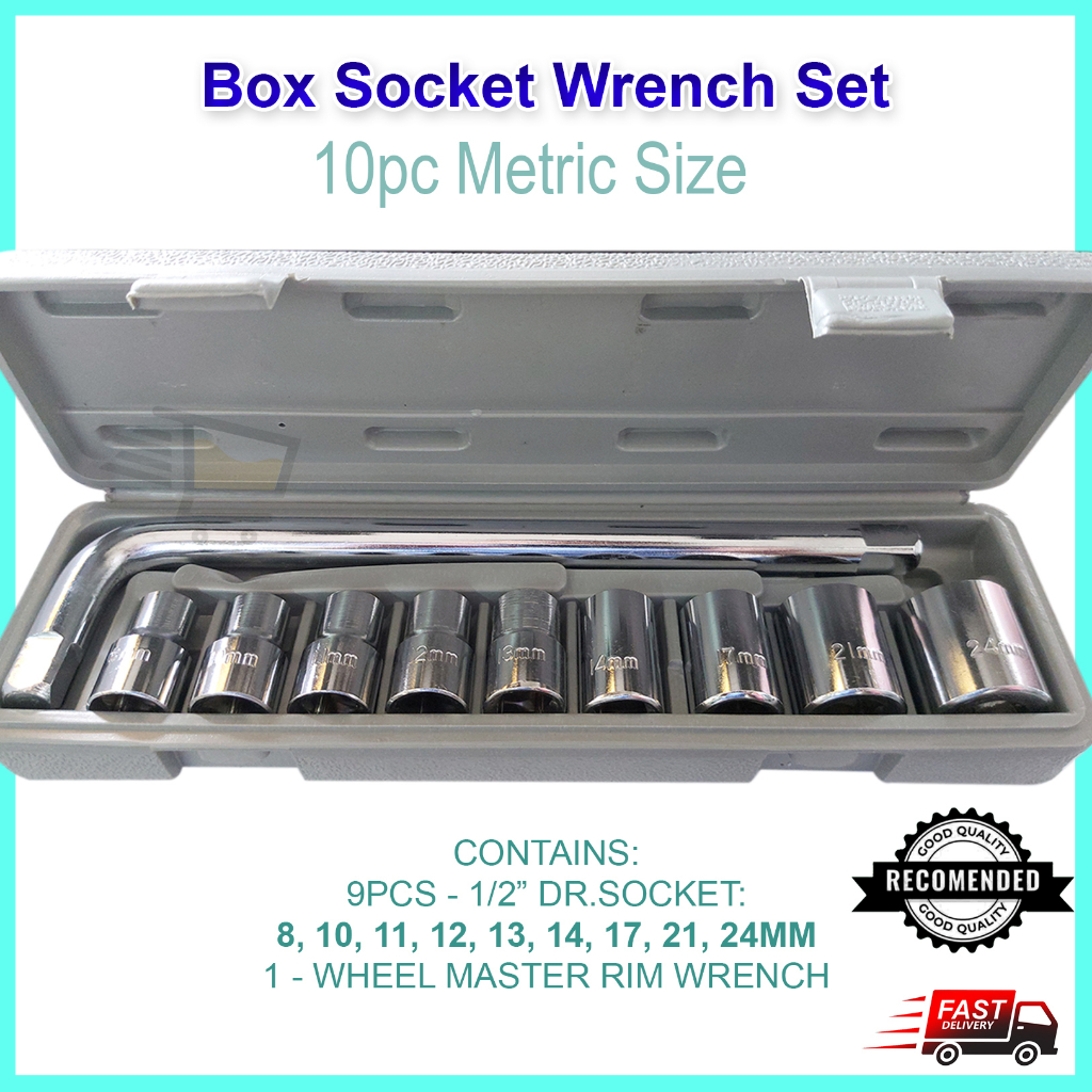 Box Socket Wrench Set 10pcs Metric Size with L Rim Wrench Shopee Malaysia