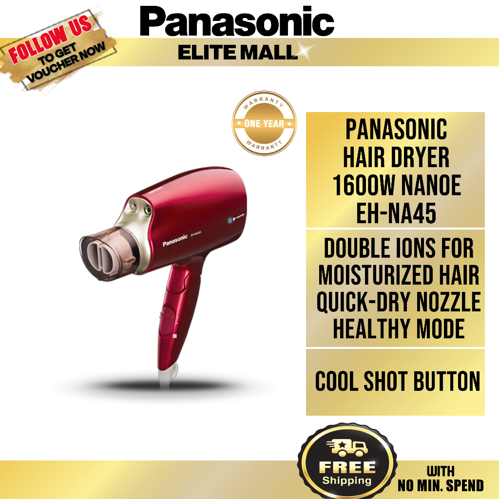 Panasonic Hair Dryer Nanoe Eh Na45 Moisture Double Ions Quick Dry Nozzle Foldable Travel Blower 6917