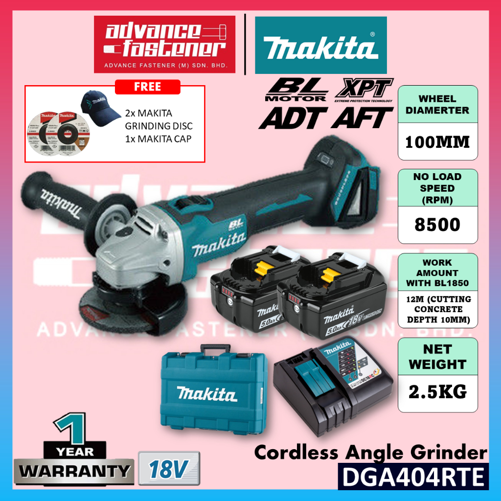 Makita DGA404RTE / DGA404RFE / DGA404Z 18V Cordless Angle Grinder 100MM ...
