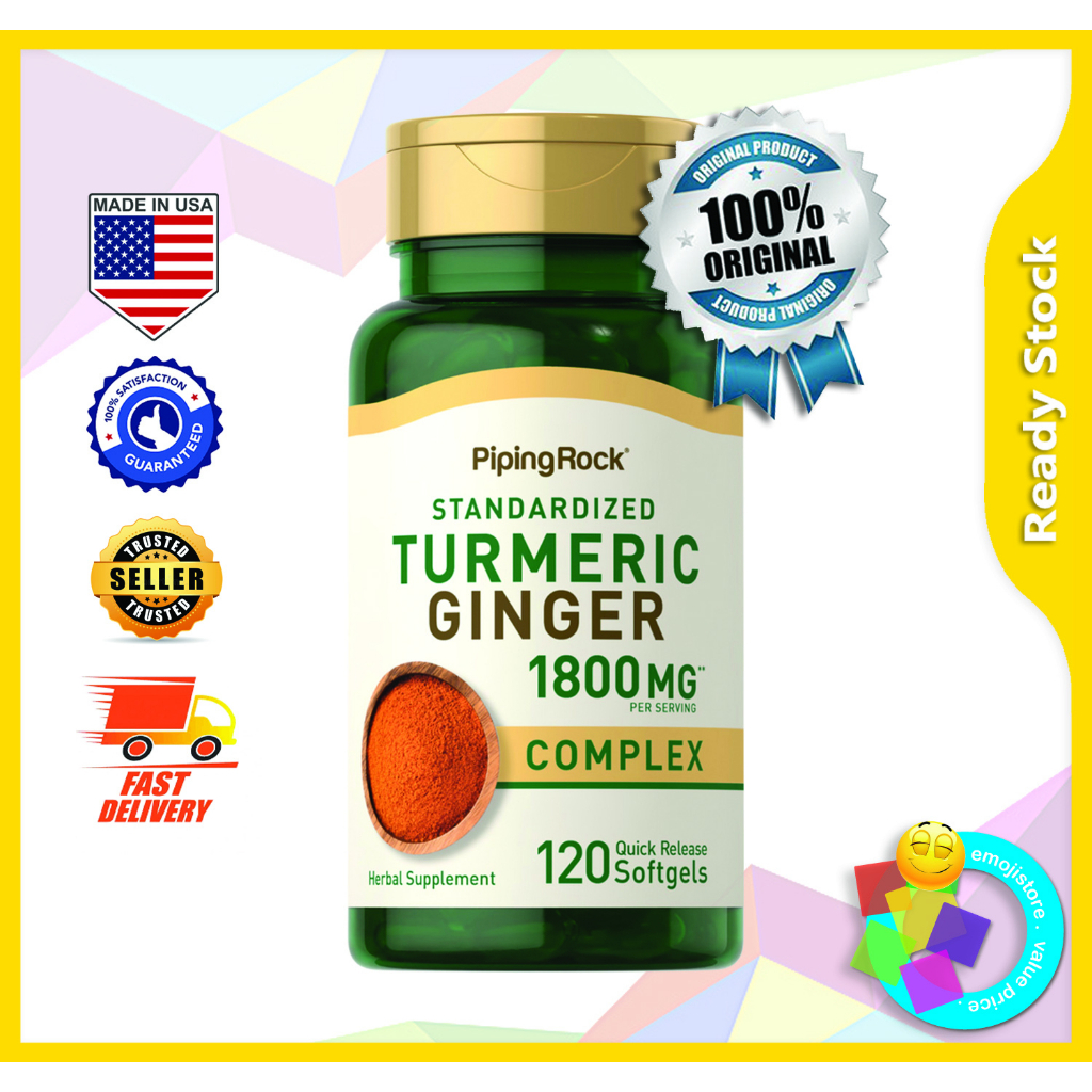 Piping Rock Turmeric Ginger Complex Standardized, 1800 mg 120 Softgels
