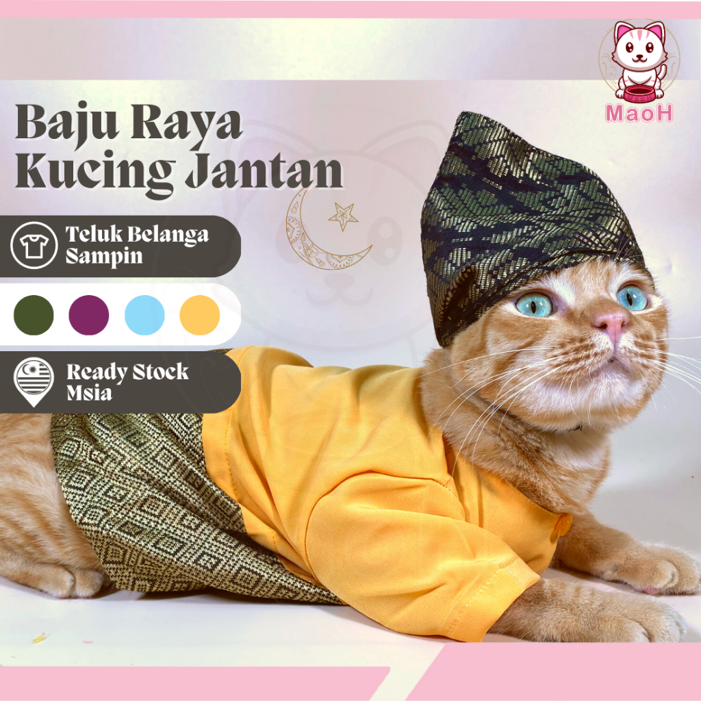 MaoH Baju Raya Kucing Jantan Teluk Belanga Sampin 2024 (Ready Stock