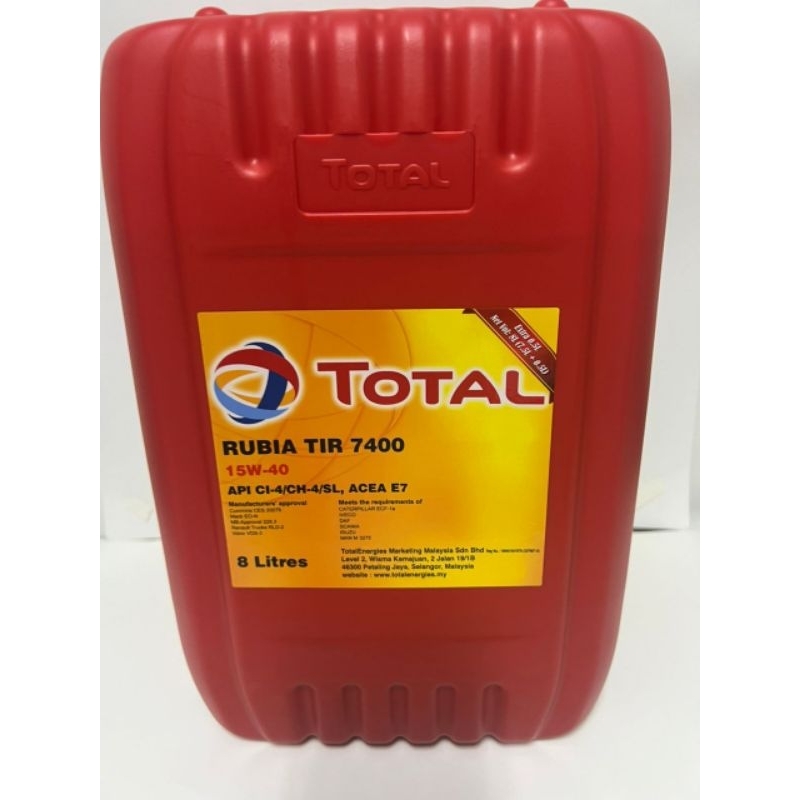 TOTAL RUBIA TIR 7400 15-40 API CI-4 DIESEL ENGINE OIL 8L | Shopee Malaysia