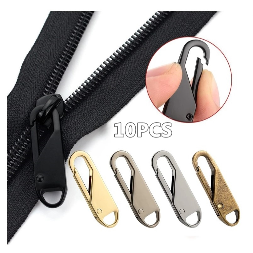 10PCS Zip Head Replacement For Bag Zipper Pull Tab Zipper Bag Zip Head Repair  Zipper Puller Detachable