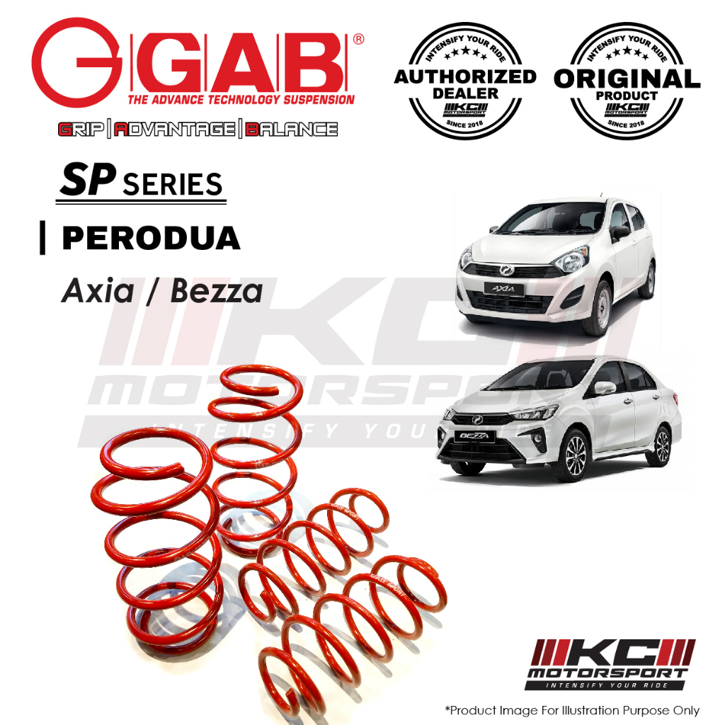 Perodua Axia / Bezza 2014+ - GAB SP Series Sport Lowered Spring ...