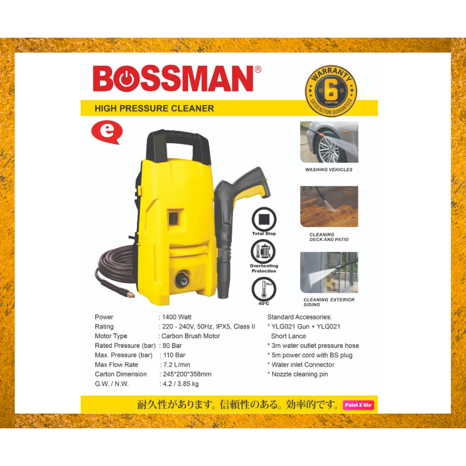 BOSSMAN 1400W HIGH PRESSURE CLEANER BPC18 BPC-18 WATER JET SPRAYER ...