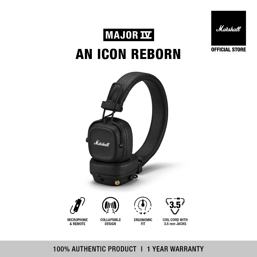 [OFFICIAL]MARSHALL MAJOR IV BLUETOOTH BLACK headphone bluetooth