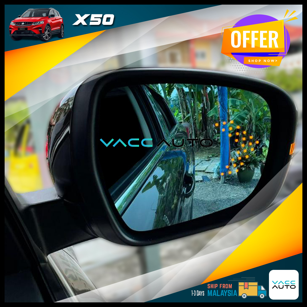Proton X50 Blue Side Mirror With LED Signal Wide Angle Sight Rear View