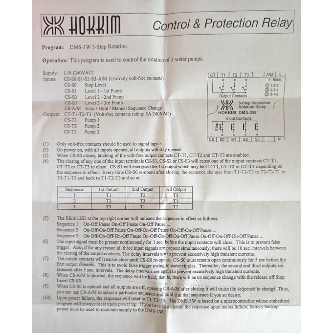 HOKKIM - SEQUENCE CONTROL RELAY - DMS-3W 3 STEPS SEQUENCE ROTATION ...