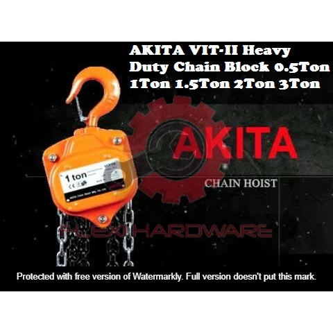 AKITA VIT-II Heavy Duty Chain Block Hoist Lifting Lift 0.5Ton 1Ton 1