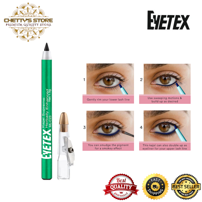(ORIGINAL) Eyetex Kajal Supreme Herbally Enhanced, Matte Finish, Smudge ...