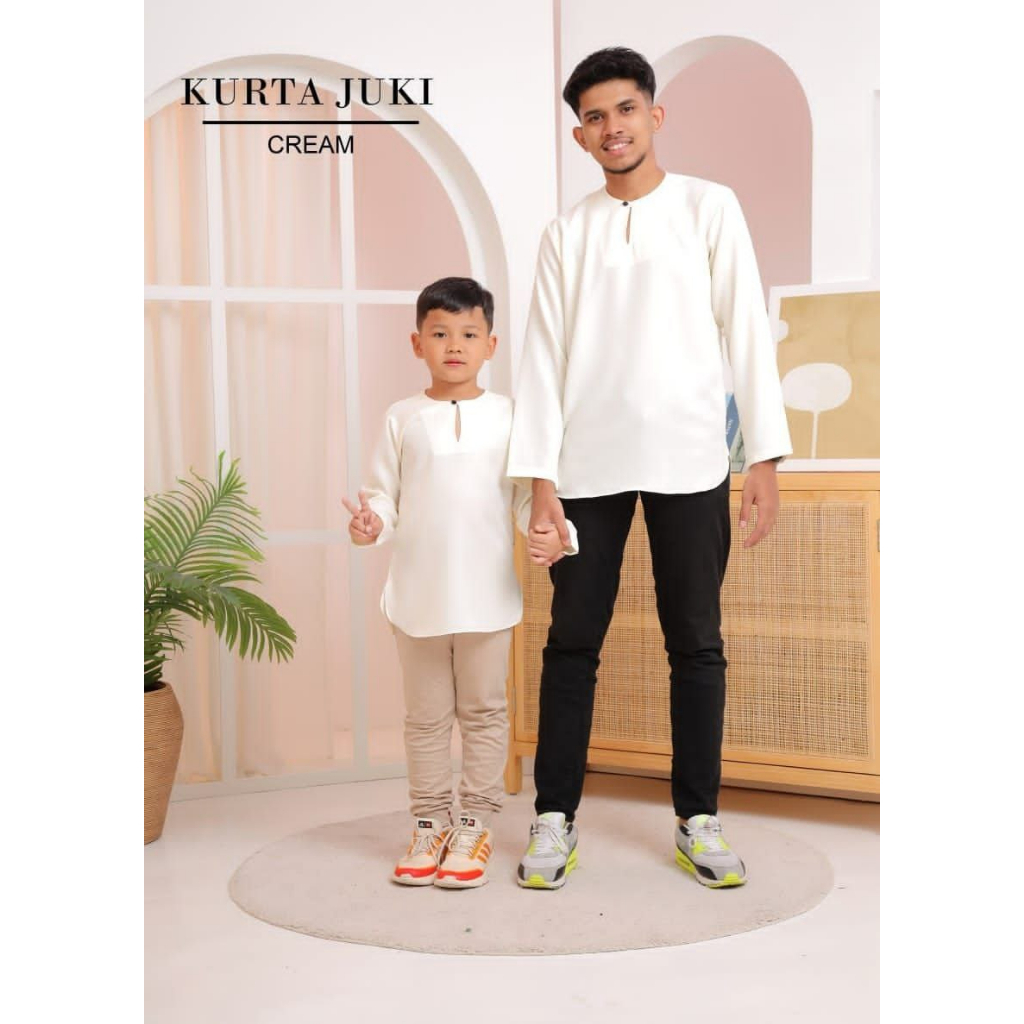 KURTA LENGAN PANJANG DEWASA KURTA JUKI CREAM KURTA TELUK BELANGA