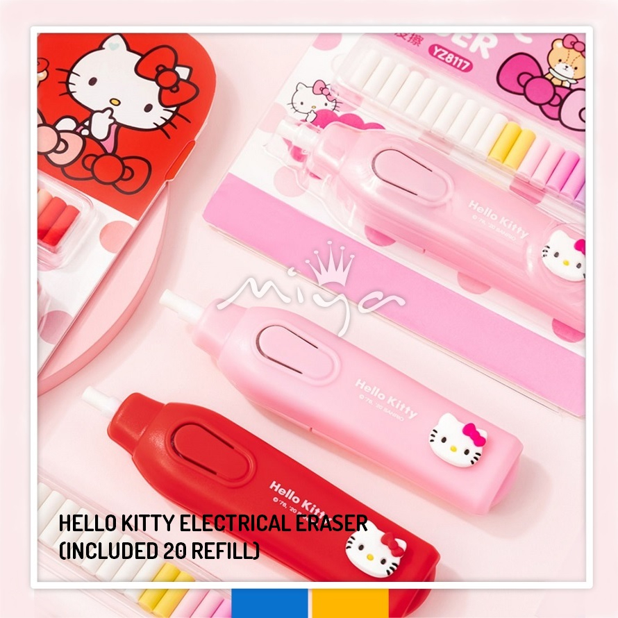 SANRIO HELLO KITTY ELECTRICAL ERASER ( INCLUDED 20 REFILL) | Shopee ...
