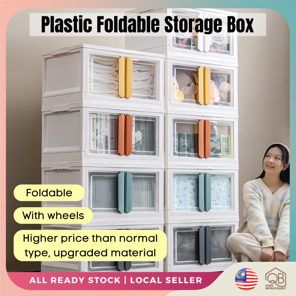 Twin Door Big Plastic Foldable Storage Box Cabinet Transparent