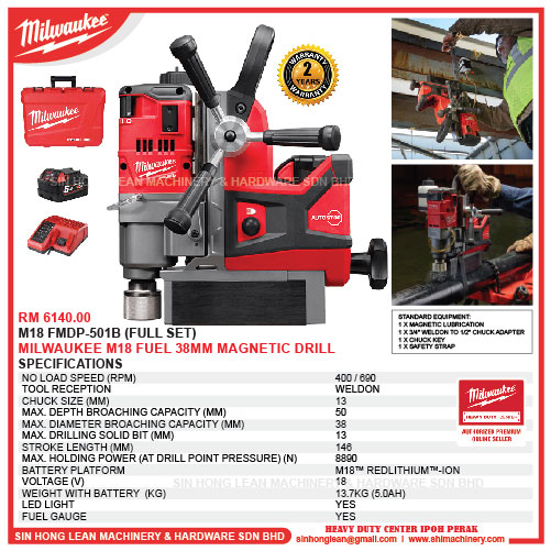 MILWAUKEE M18 FMDP501B (FULL SET) M18 FUEL 38mm Drill Shopee Malaysia