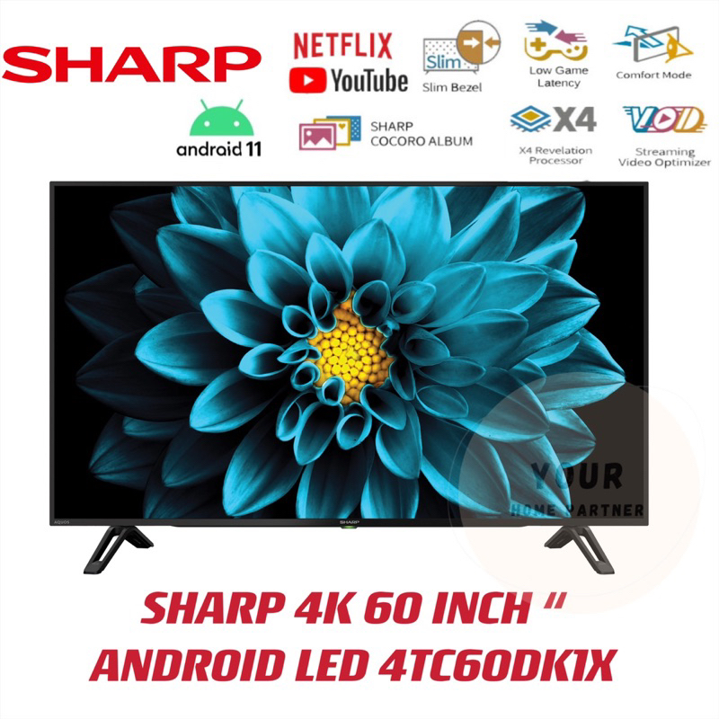 Sharp 60 Inch 4K Android LED TV 4TC60DK1X Shopee Malaysia