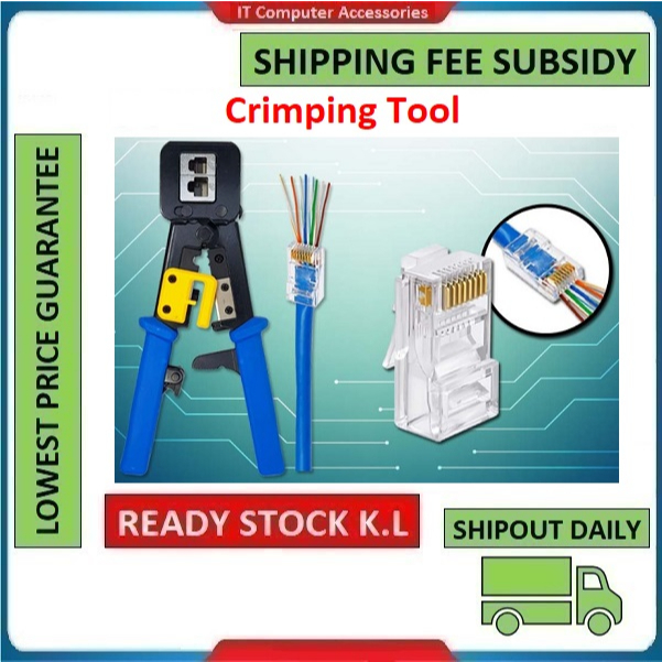 Network Crimping Tool for LAN RJ45 Cat 5 Cat 5e Cat 6 RJ11 Pass Through ...