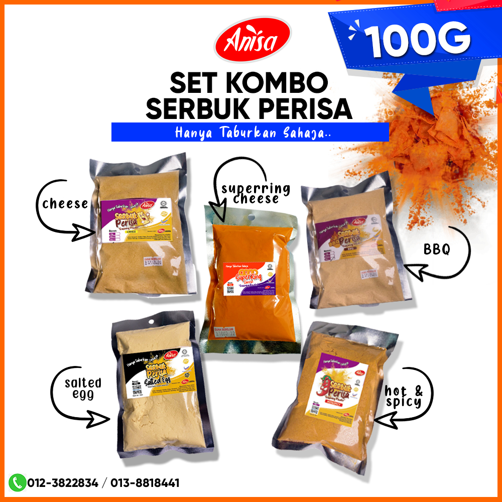 [Set Sample 100gram X 5pack] Serbuk Perisa Kerepek Halal - CHEESE, BBQ ...