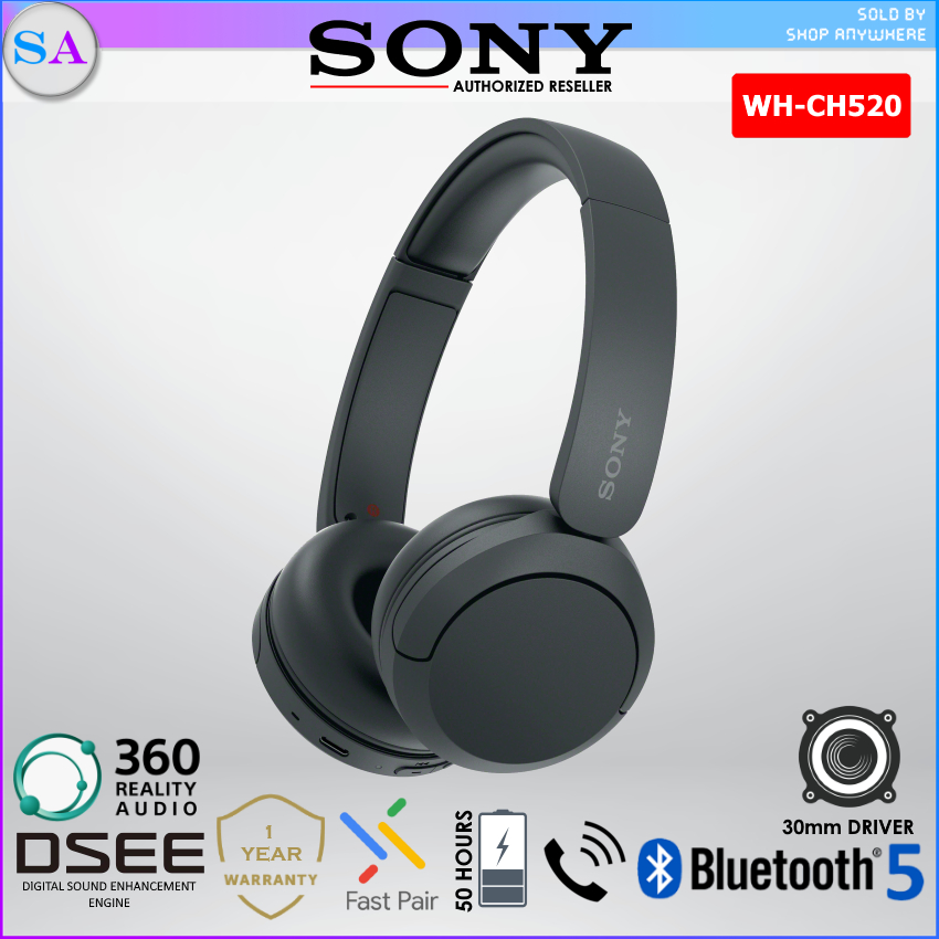 Sony WH-CH520 Wireless Bluetooth On Ear Headphones DSEE CH520