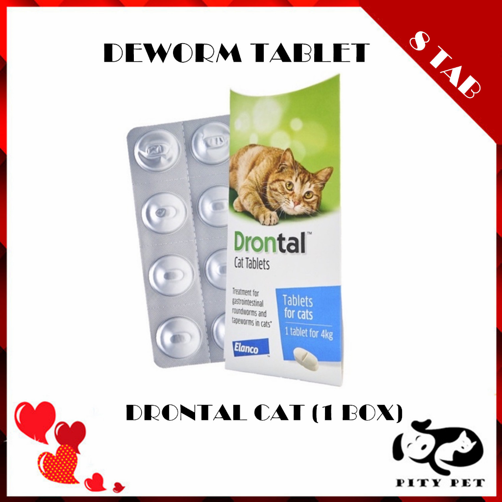 [ORIGINAL] Elanco Drontal Cat Deworm Tablet / Ubat Cacing Kucing (8