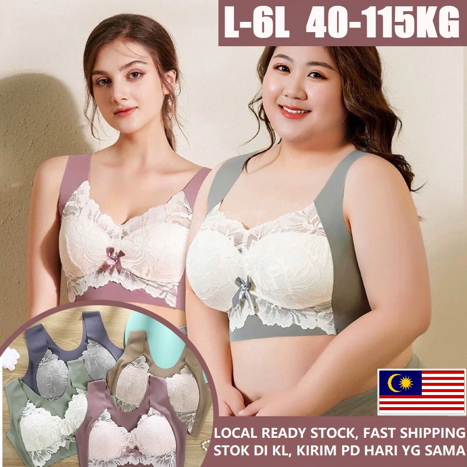 LOCAL READY STOCK (40110kg) L To 6L Plus Size Bra Seamless Lace